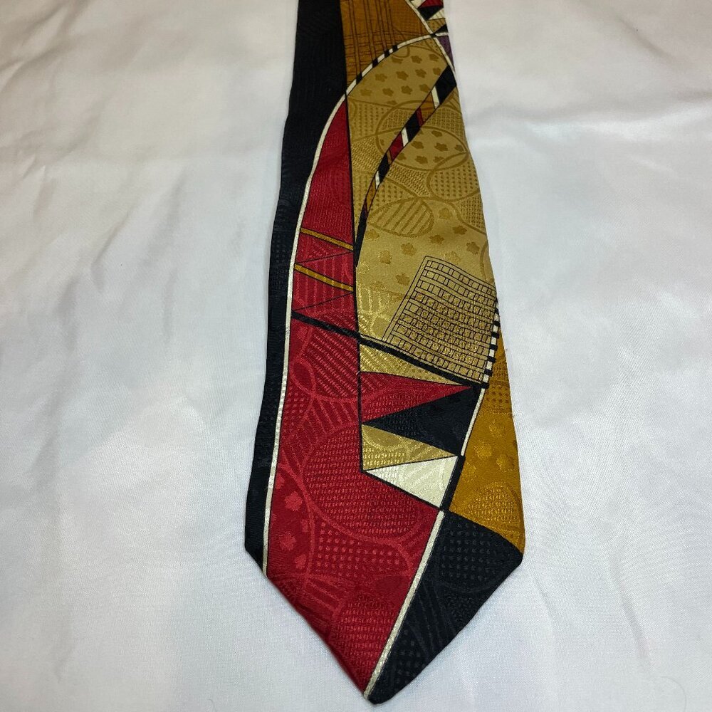 Vintage Pierre Balmain 100% Italian Silk Tie – Geometric Pattern